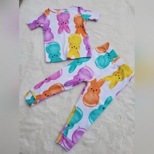 Colorful Bunny Print   New Kids Pajama Set Sz 2T